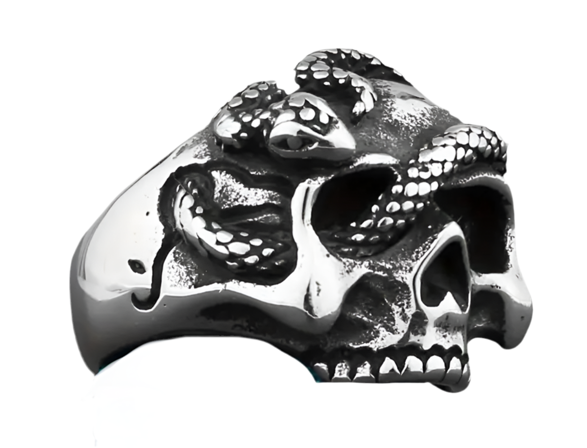 Skull & Snake Ring