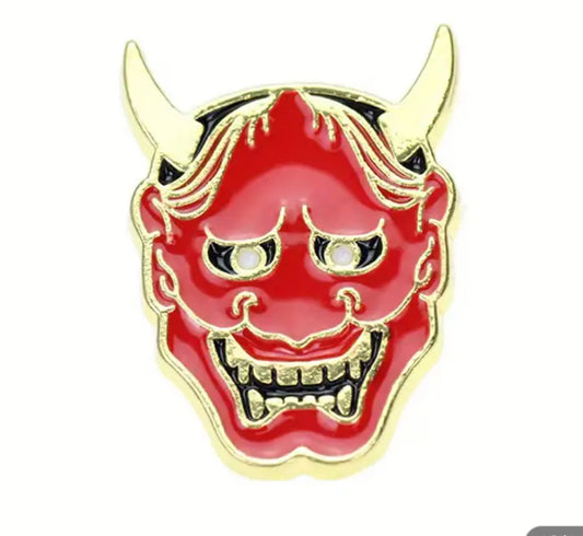 Red Hanya Mask Pin